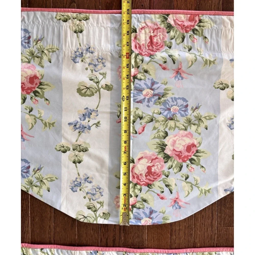 VTG 90s Cottagecore Laura Ashley Country Rose Blue Stripe 4 Custom Valances